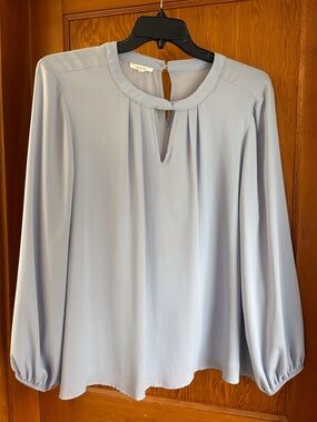 Maurices Pale Blue Long Sleeve Keyhole Blouse